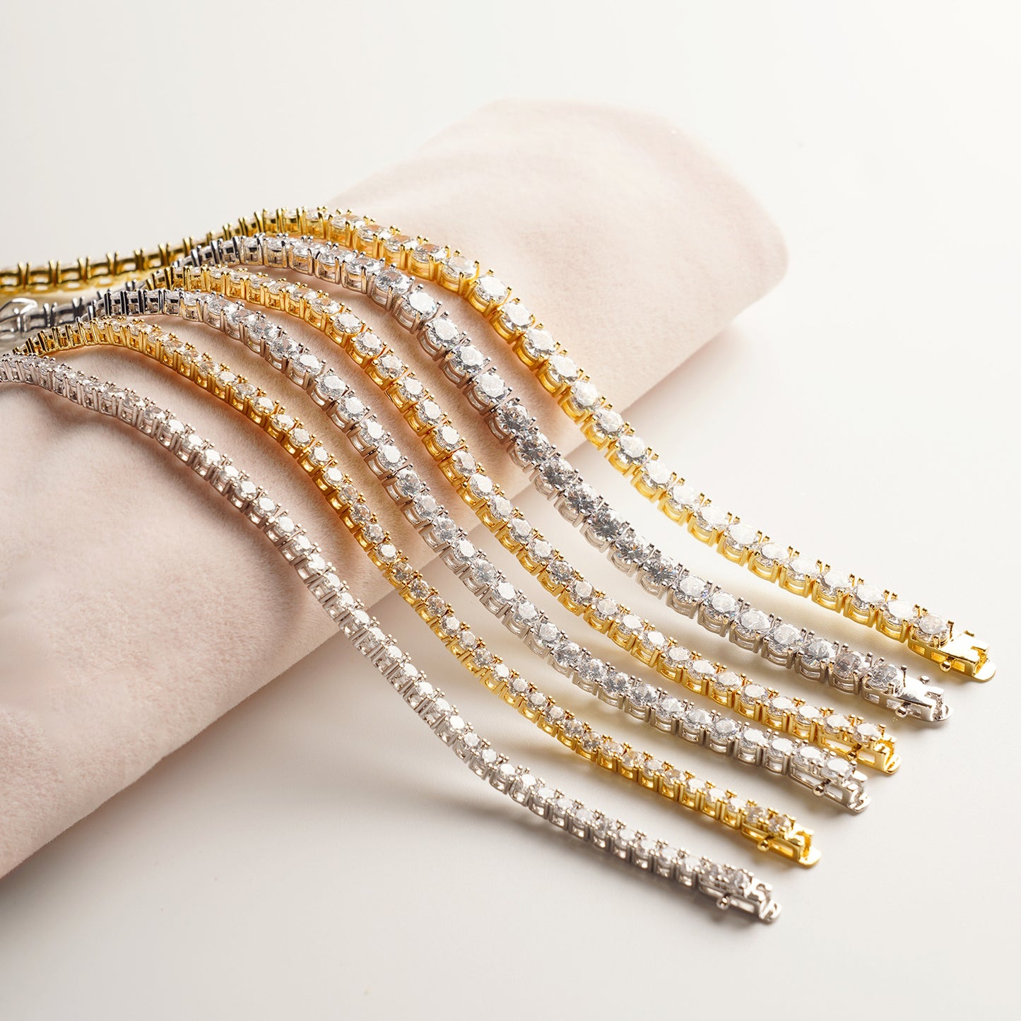 3mm Platinum Single Row of Tennis Bracelet