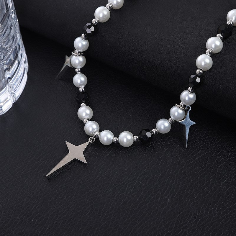 No Coloring Pearl Stitching Cross Pearl Chain