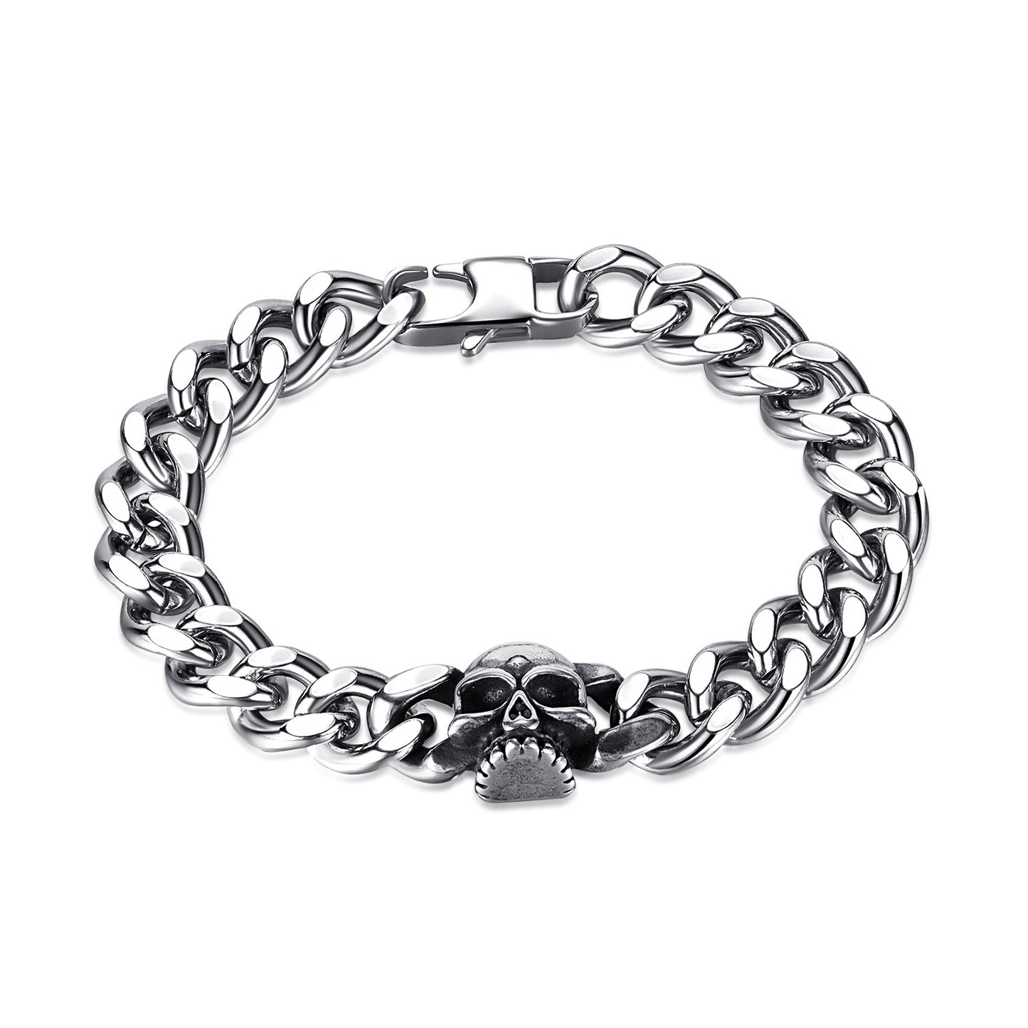 Titanium Skull Chain Cuban Bracelet
