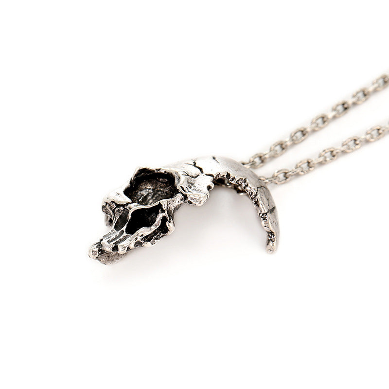 Half-Faced Skull Pendant Dark Gothic Necklace