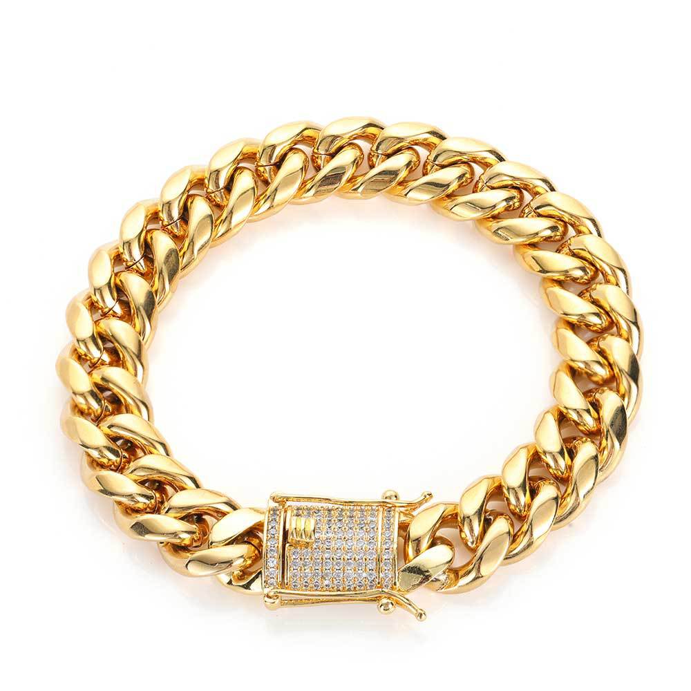 8mm Cuban Bracelet Double-sided Diamond Buckle