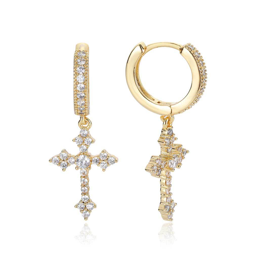 Hip-Hop Silver Needle Inlaid Crusher Drop Ear Buckle