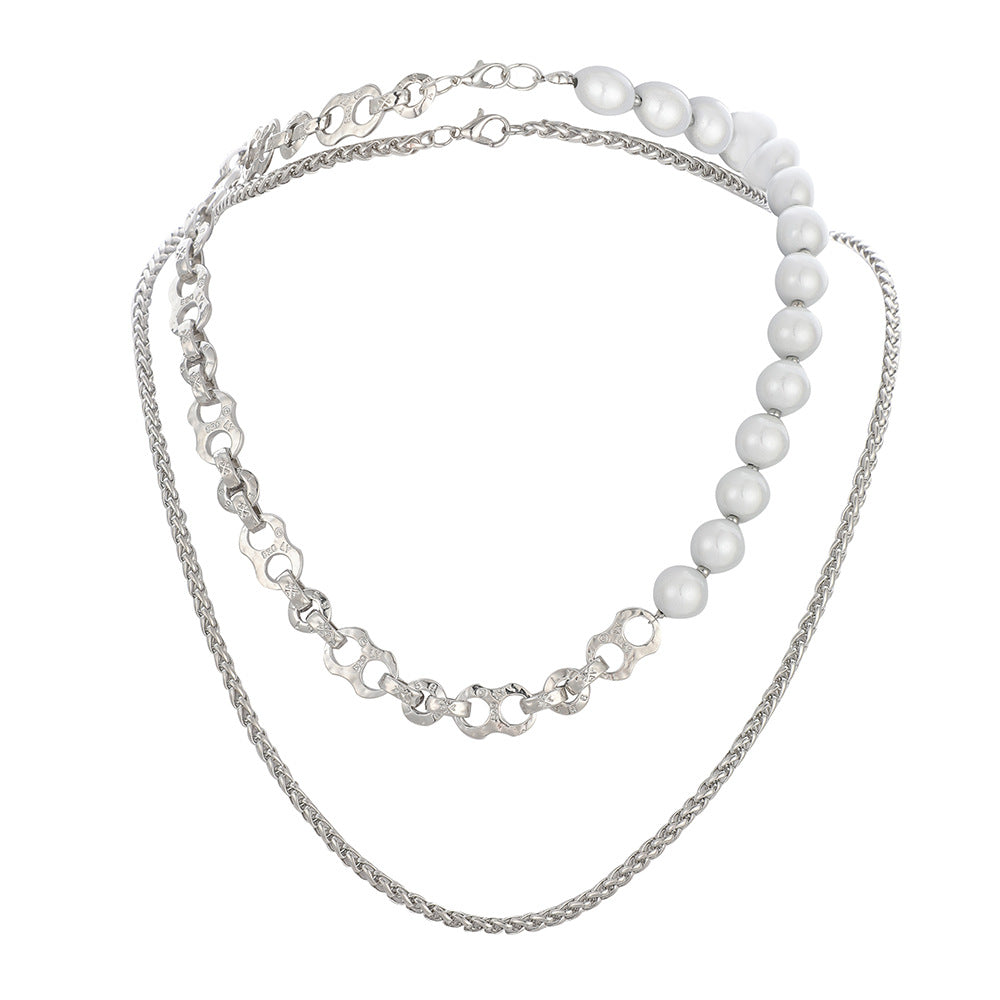 Dual-layer Titanium Steel Stitching Pearl Chain