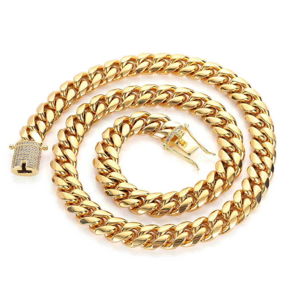10mm Double Sided Diamond Buckle Cuban Chain