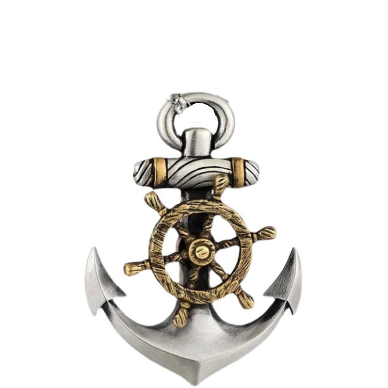 Anchor and Rudder Rotation Pendant Necklace