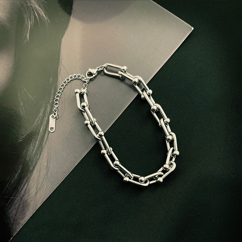 Hip Hop Design Titanium Plain Bracelet