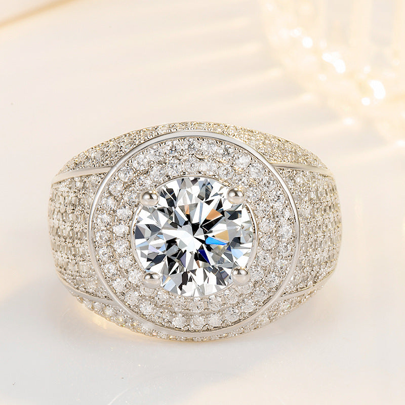 Diamond Domineering Ring with 18K Platinum Plated