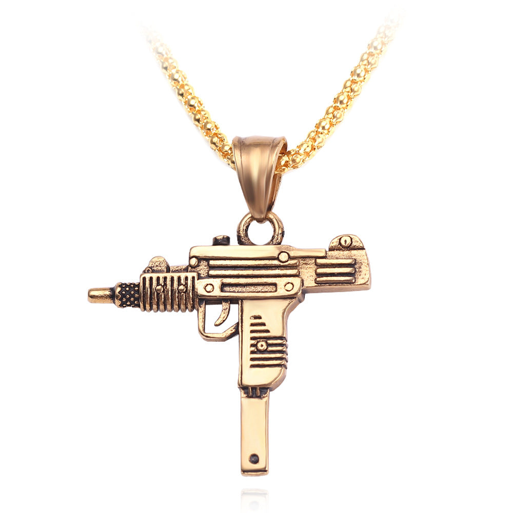 Uzi Pistol Machanical Mold Gun Pendant Necklace