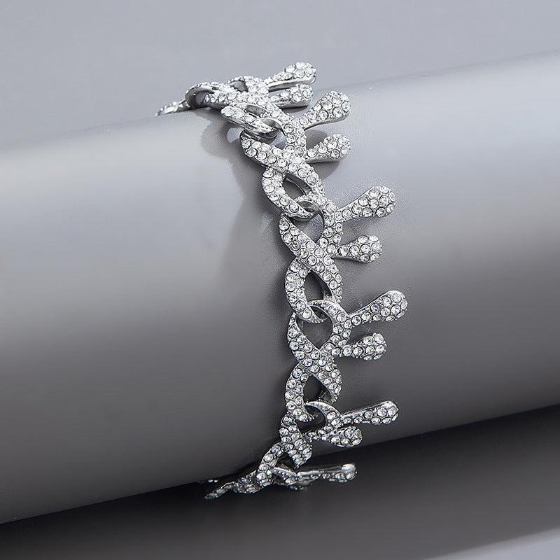 Rhinestone Water Drop Thorns Chain Necklace