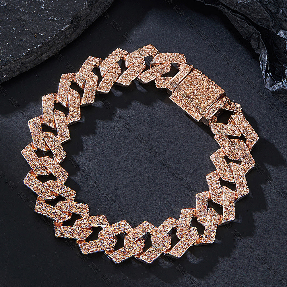 15mm Diamond Champagne Cuban Bracelet 8in
