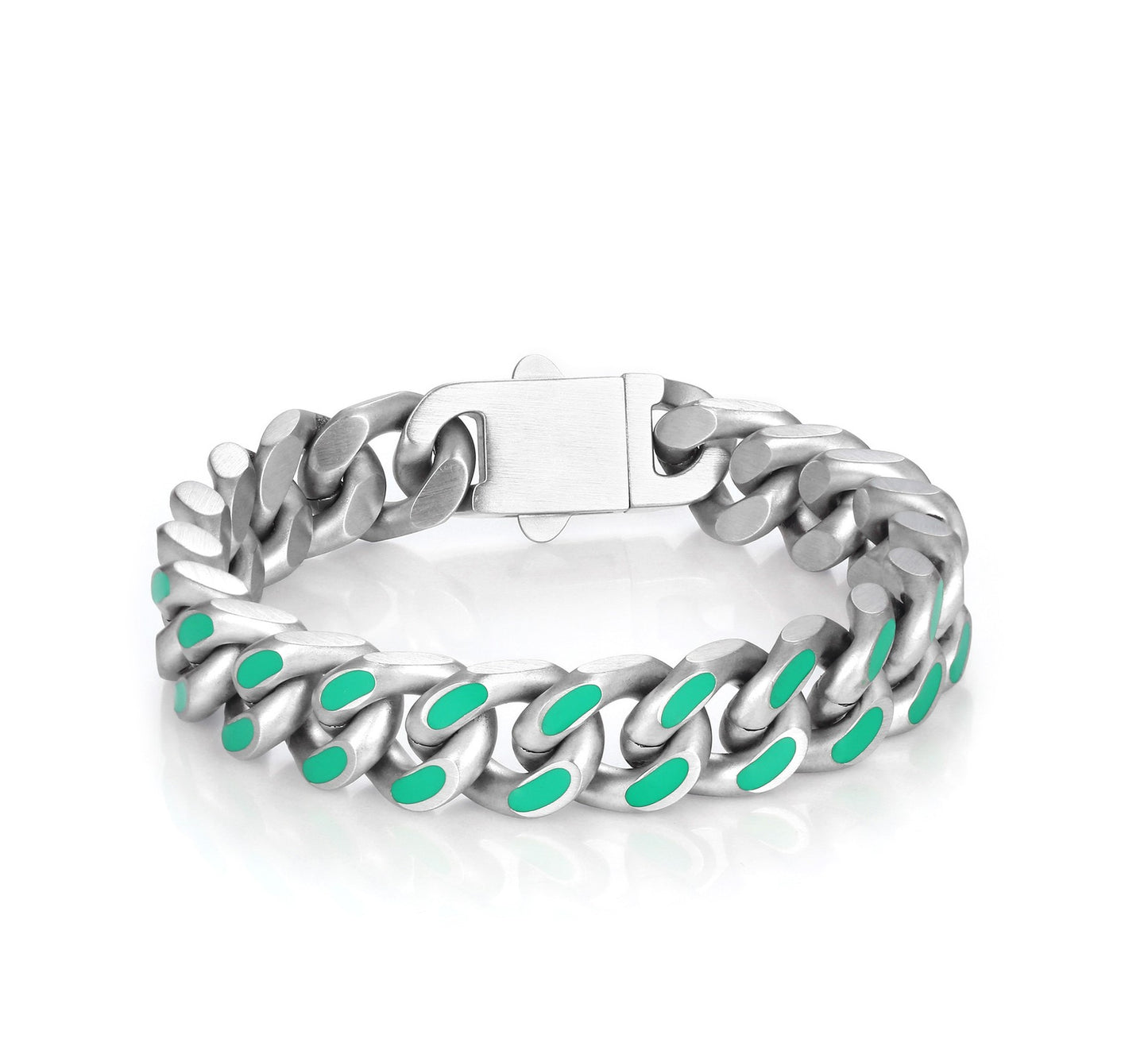 Titanium Steel Four - sided Milling Oil Cuban Bracelet