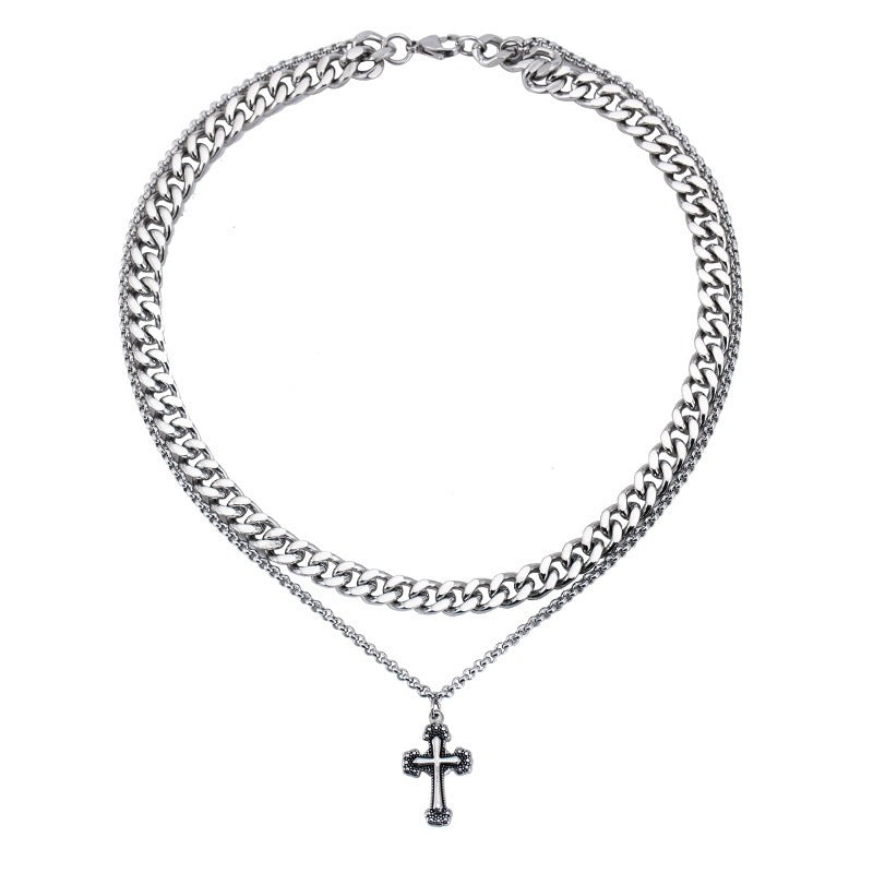 Double Layer Cross Cuban Chain