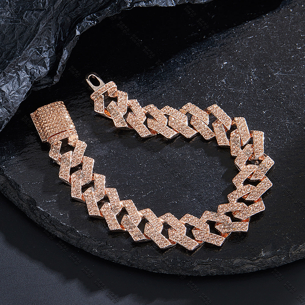 15mm Diamond Champagne Cuban Bracelet 8in
