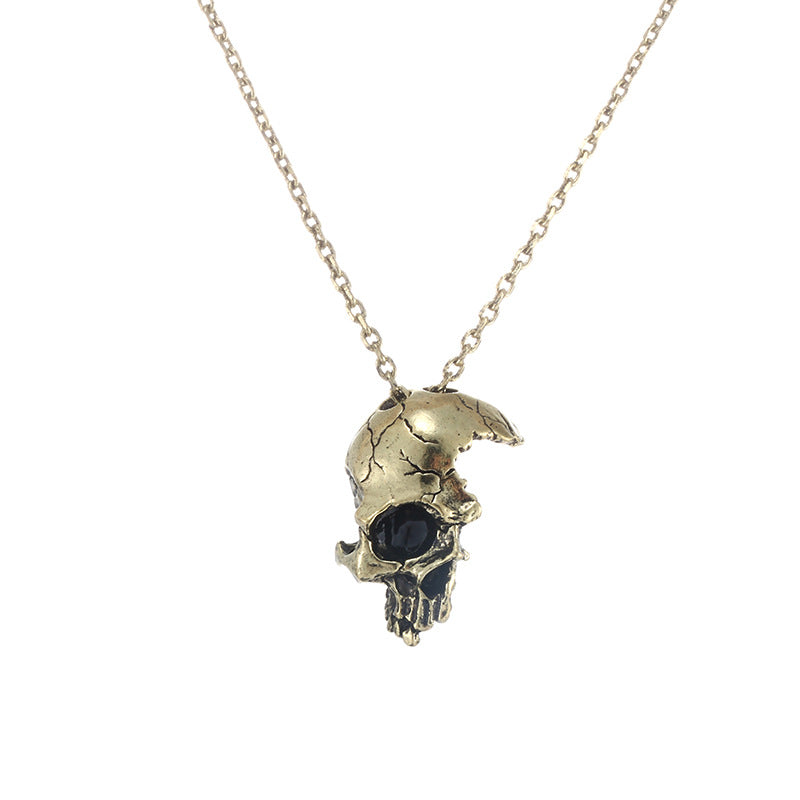 Half-Faced Skull Pendant Dark Gothic Necklace