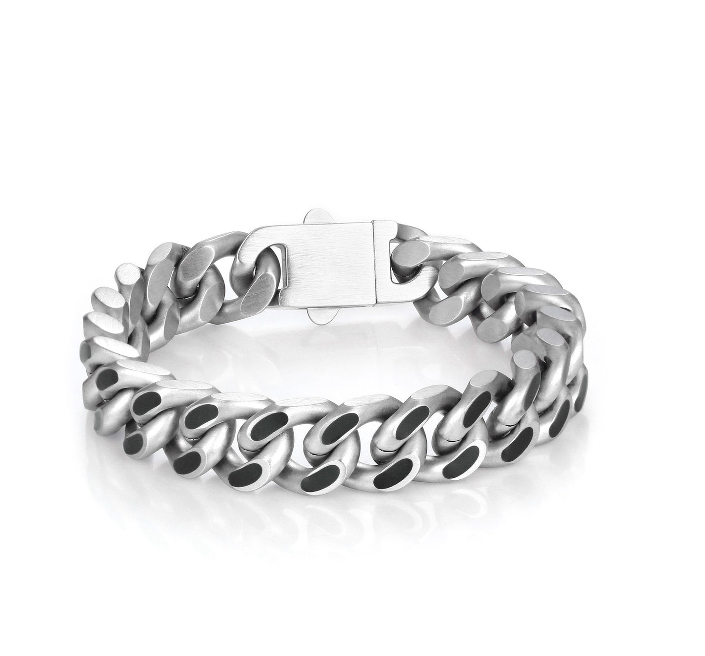 Titanium Steel Four - sided Milling Oil Cuban Bracelet