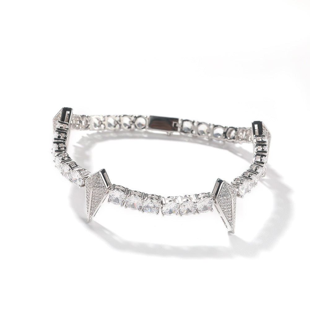 7in Black -purple Diamond Inlaid Black Leopard Tennis Bracelet