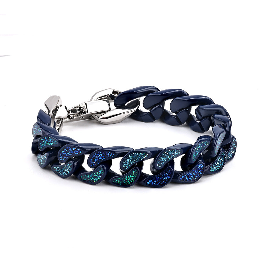 18cm Blue Orange Pink Cuban Bracelet