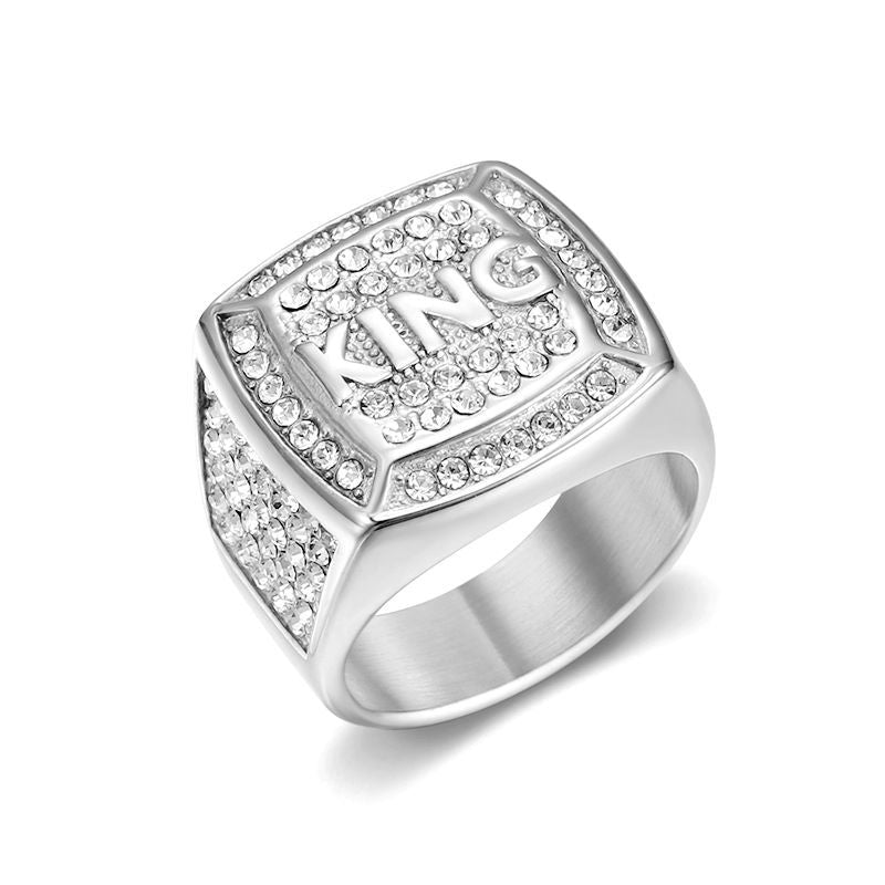 Gold -plated Rhinestone King Diamond Ring