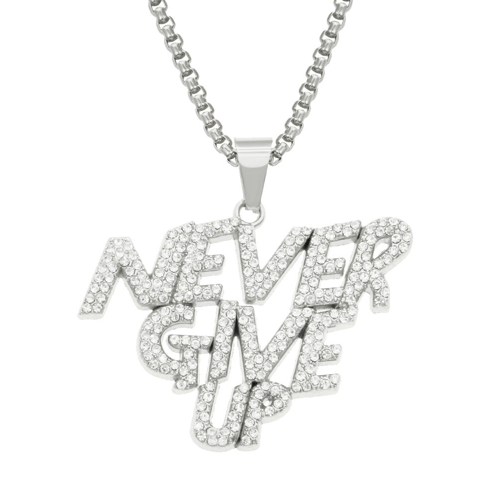Never Give Up Letters Pendant Necklace