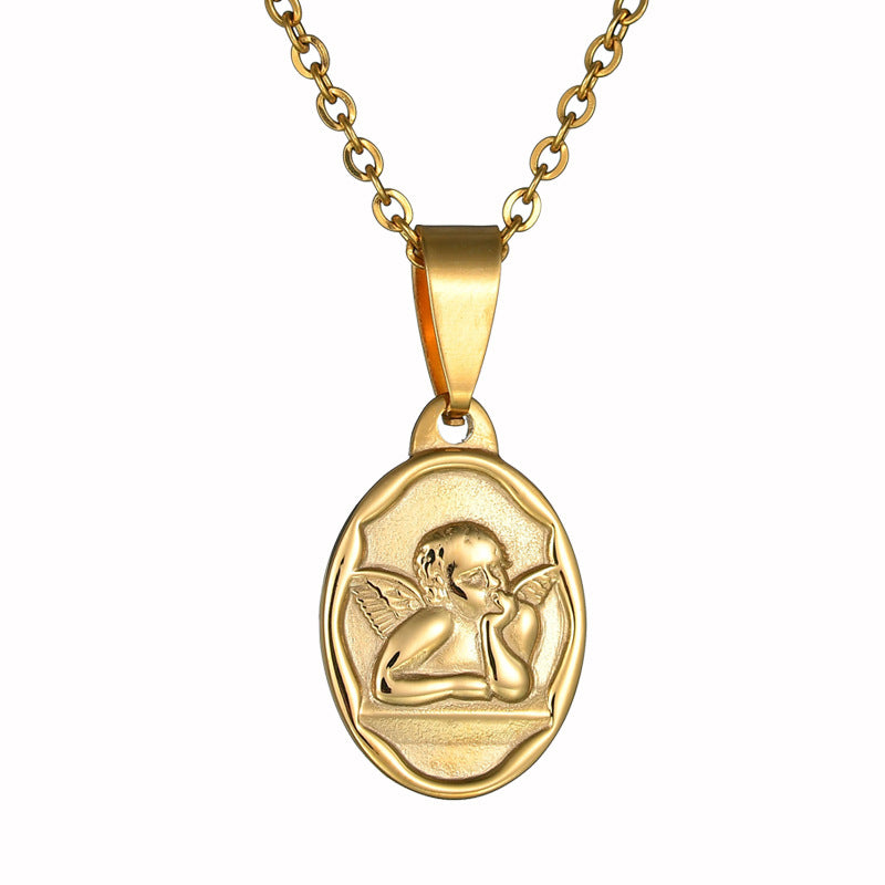 Cupid Oval Pendant Necklace