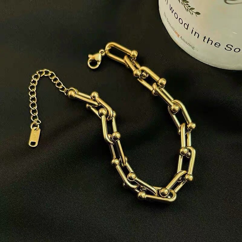 Hip Hop Design Titanium Plain Bracelet