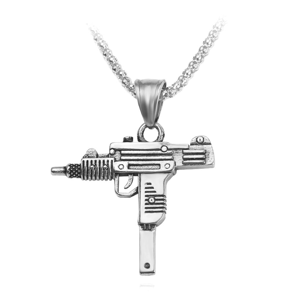 Uzi Pistol Machanical Mold Gun Pendant Necklace