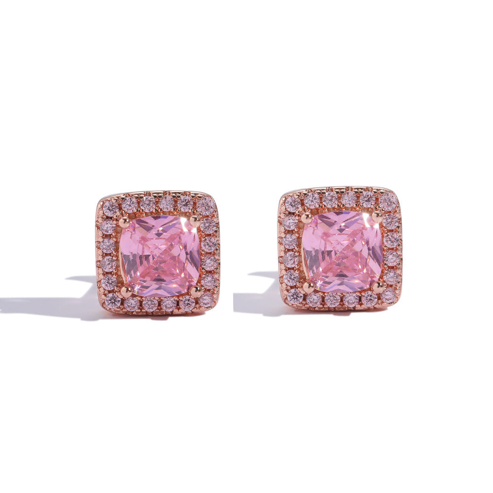 Copper Inlaid Vermiculite Men's Stud Earrings