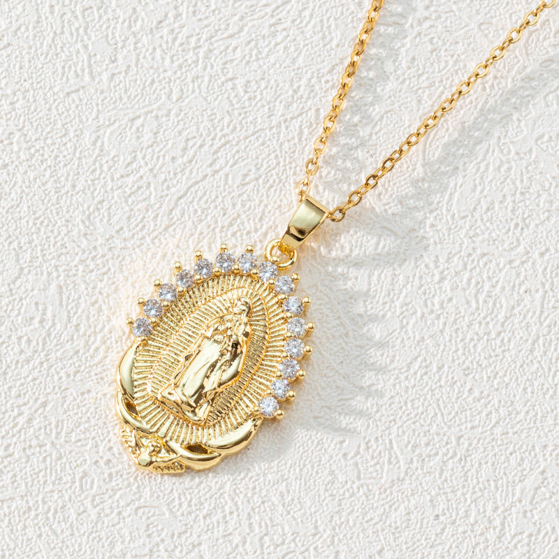 Virgin Mary Hollowed-out Pendant Necklace