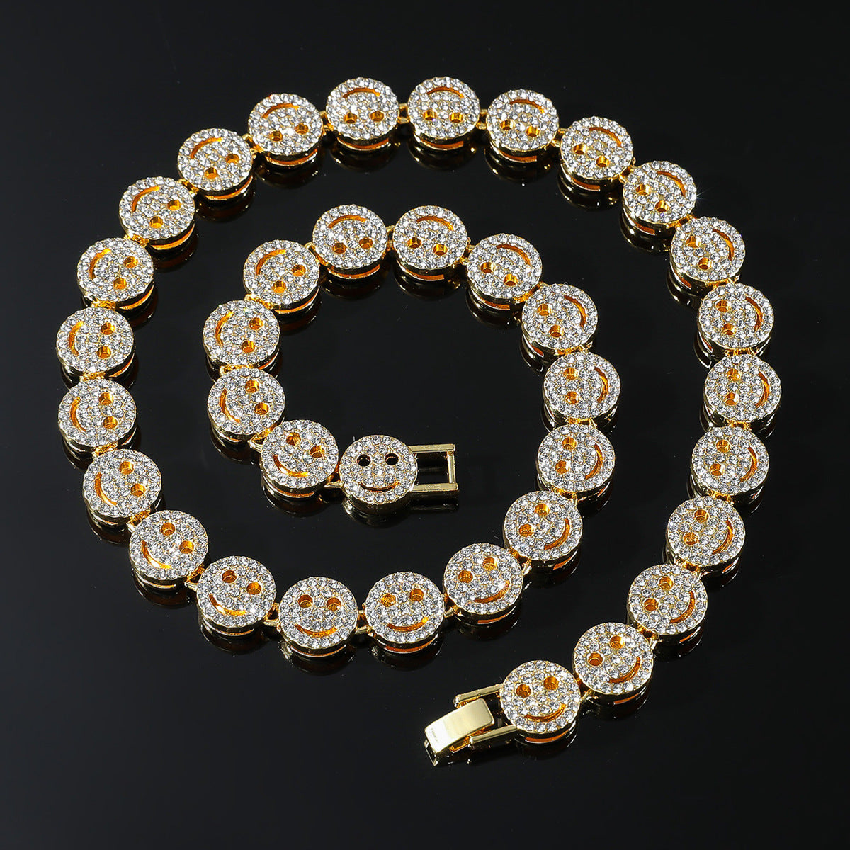 Silver Smiley Face Diamond Chain 20in