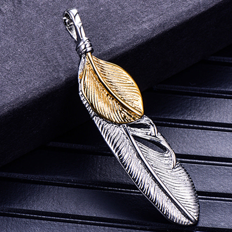 Vintage Feather Pendant Necklace