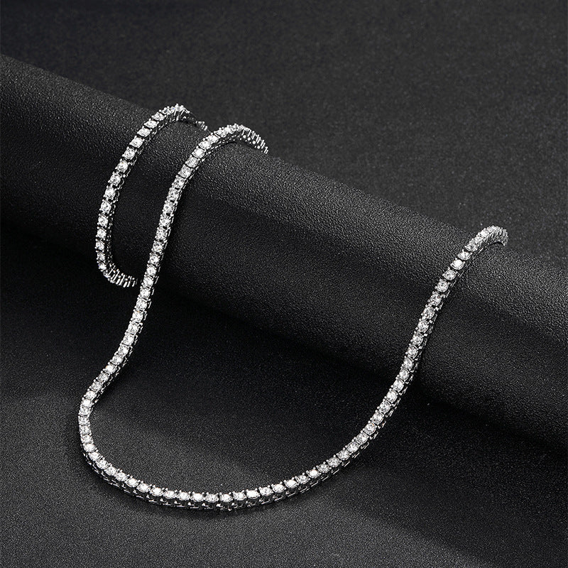 Silver 8in 4mm Tennis Chain Rhinestone Set Assembly