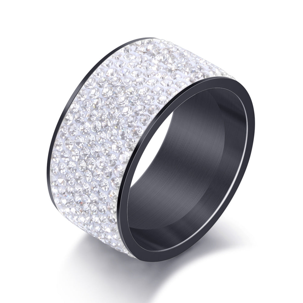 Simple Titanium Steel Diamond Ring