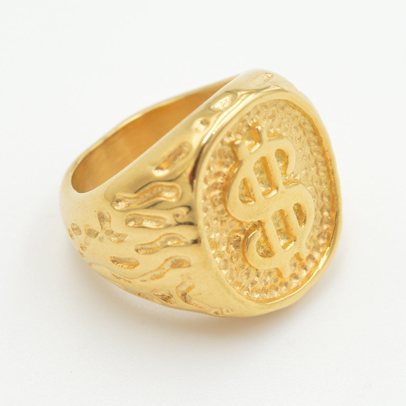 Dollar Symbol Round Designed Ring