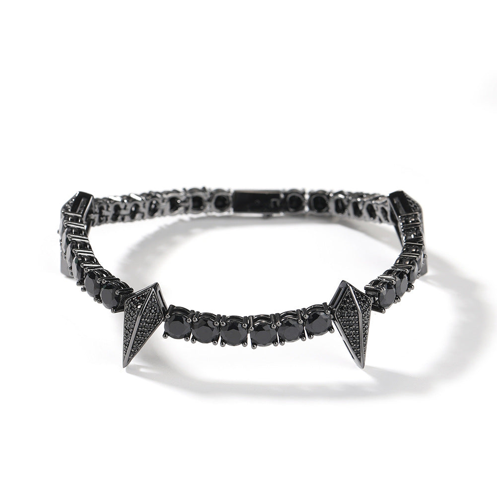 7in Black -purple Diamond Inlaid Black Leopard Tennis Bracelet