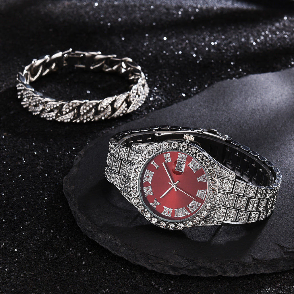 Full Diamond Luxury Watches and Cuban bracelets Combine