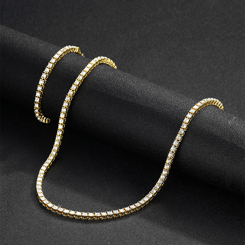 Gold 8in 4mm Tennis Chain Rhinestone Set Assembly