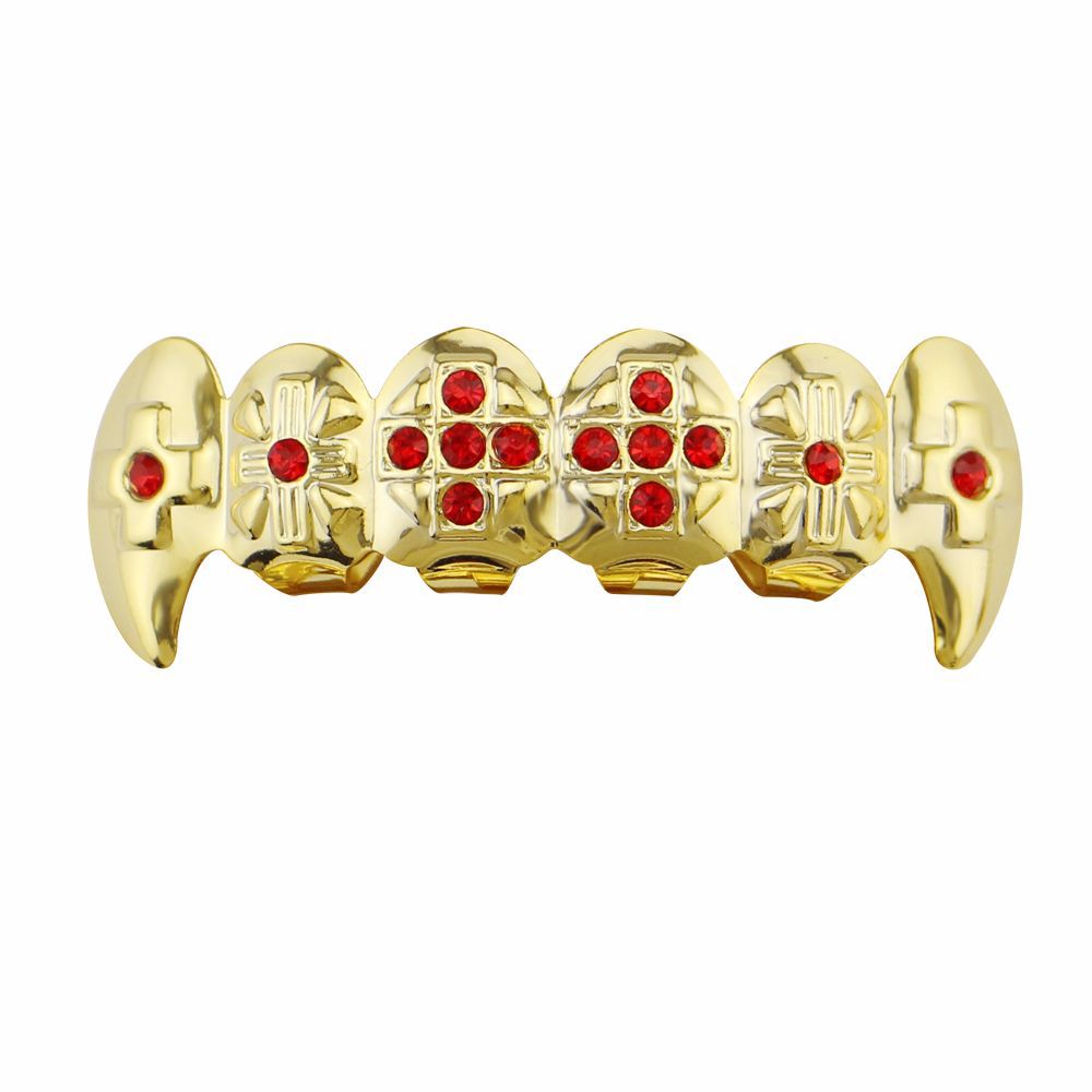 18K Gold Teeth -Plated Red Drilling Vampire Braces