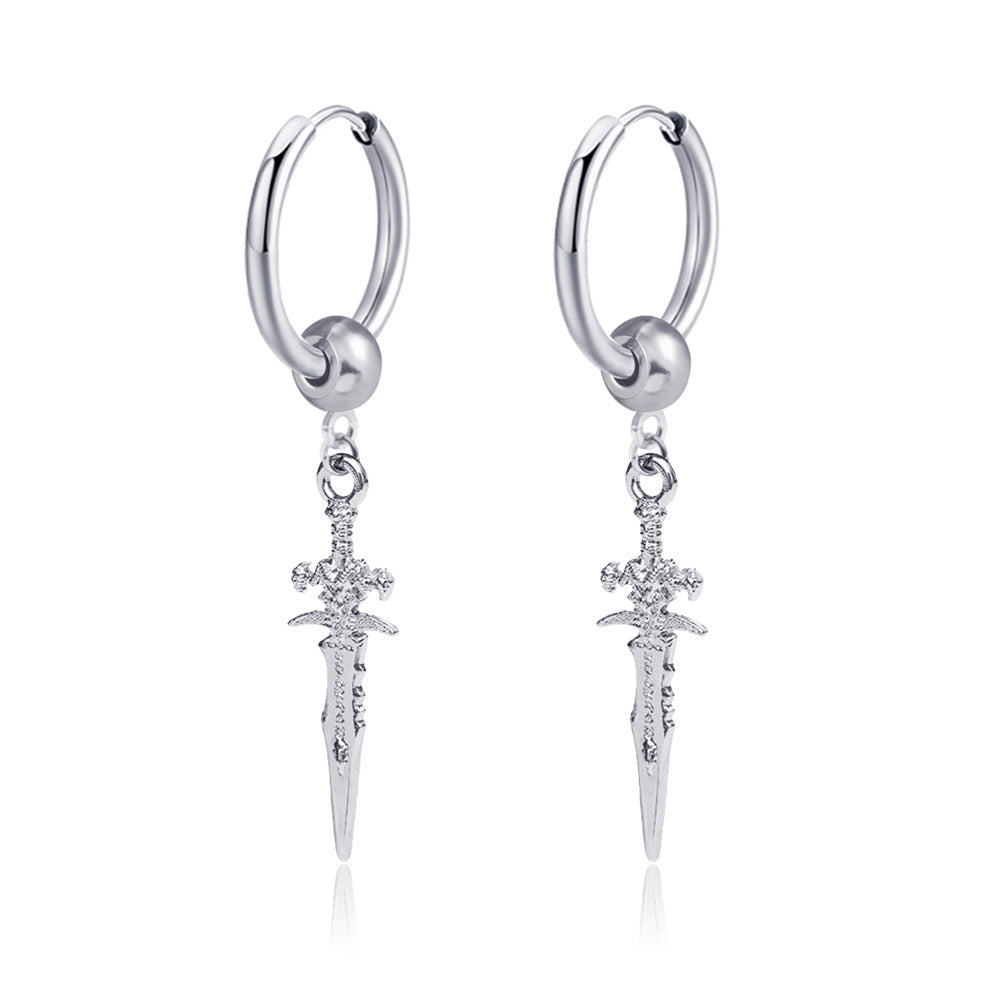 Retro Punk Hanging Sword Drop Earrings