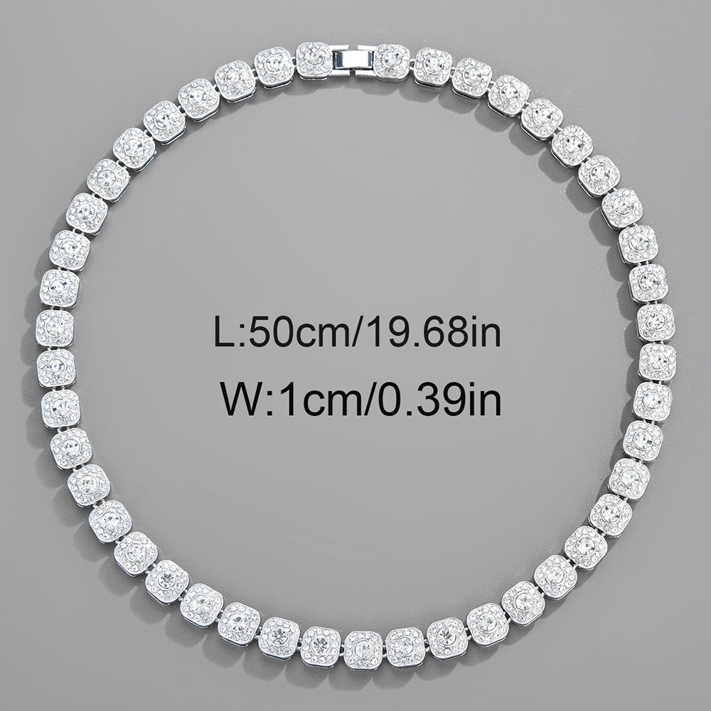 18in Silver Diamond Rock Sugar Diamond Chain