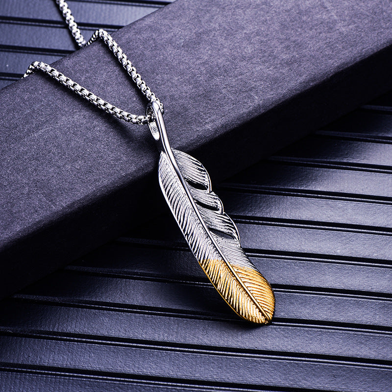 Vintage Feather Pendant Necklace