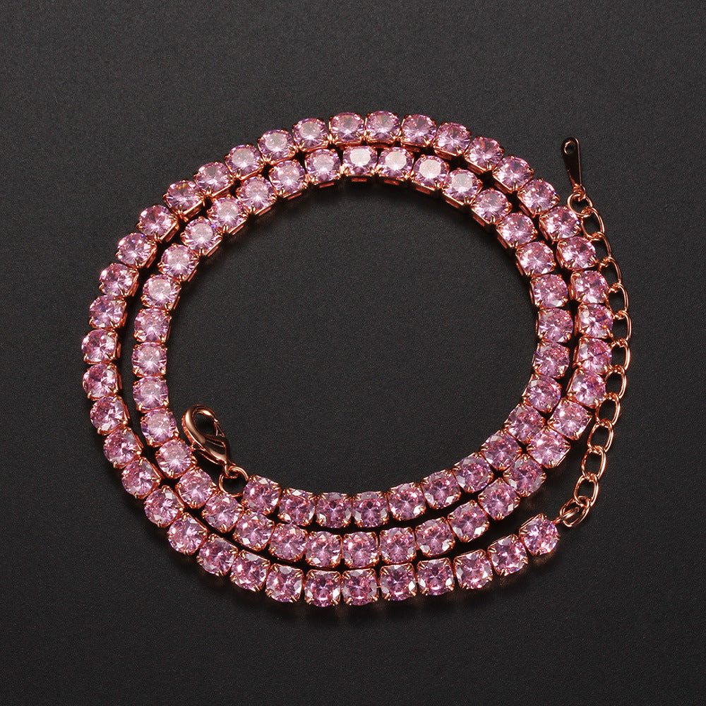 5mm 20in Golden Bottom Powder Pink Lobster Deduction Tennis Chain