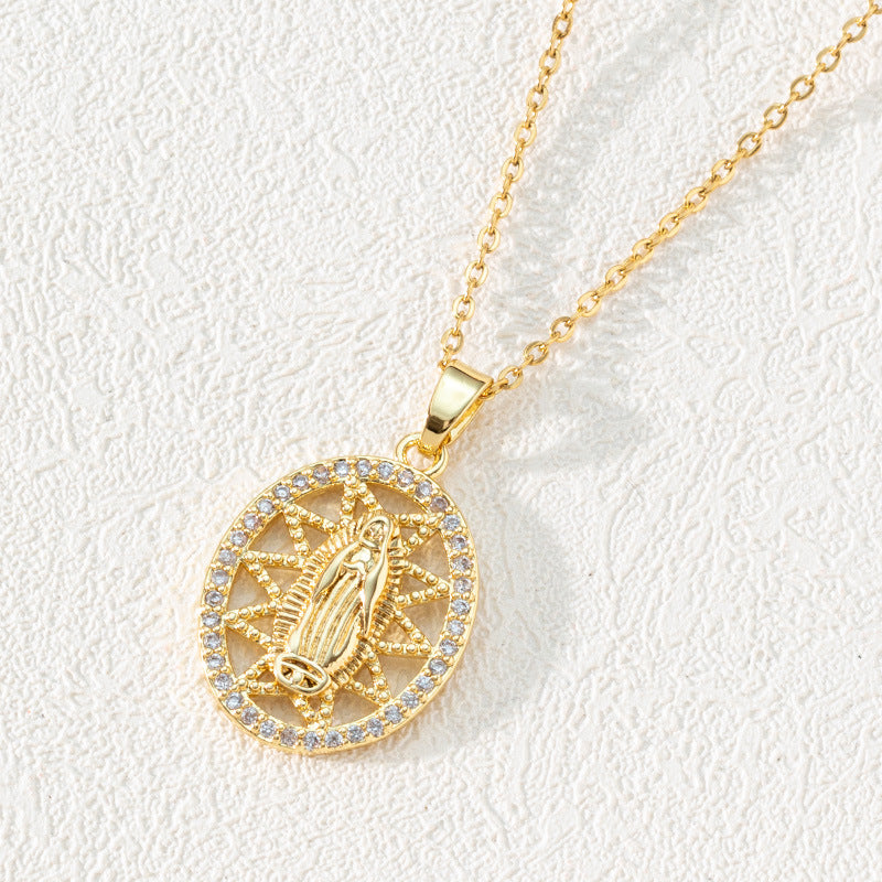 Virgin Mary Hollowed-out Pendant Necklace