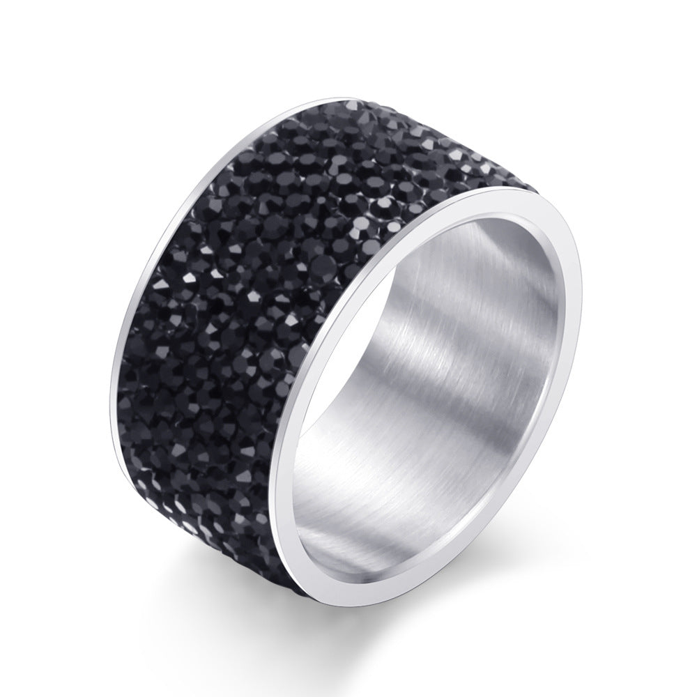 Simple Titanium Steel Diamond Ring
