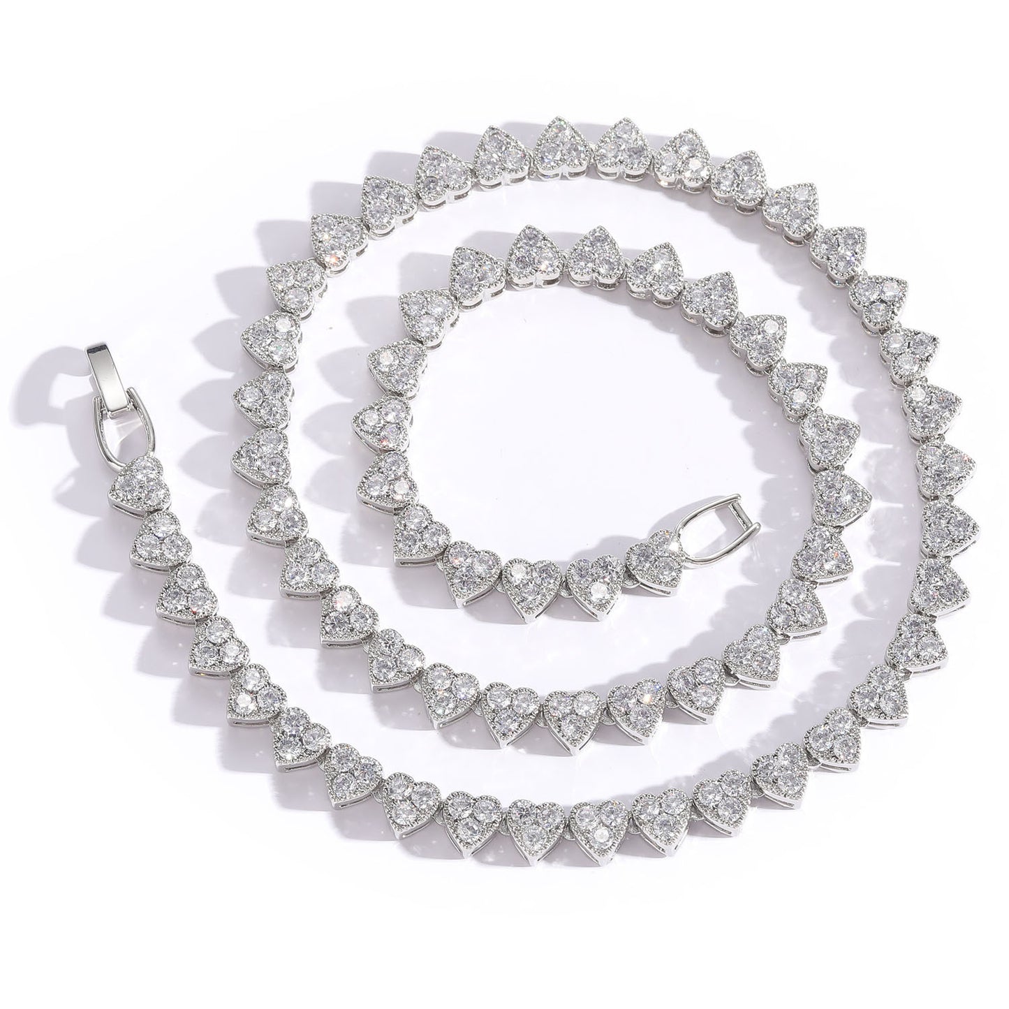 20in Silver Love Heart Diamond Chain