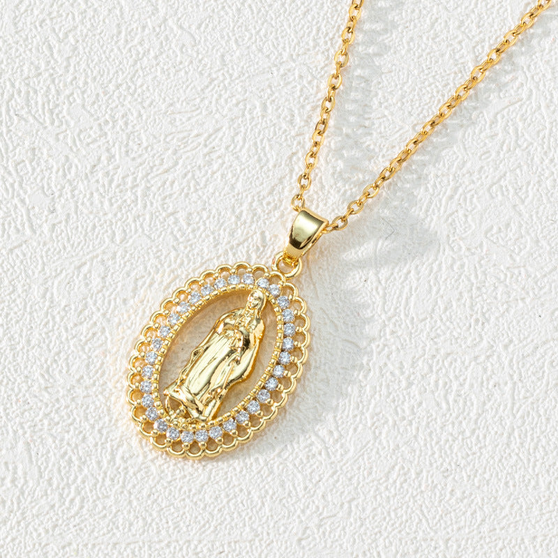 Virgin Mary Hollowed-out Pendant Necklace