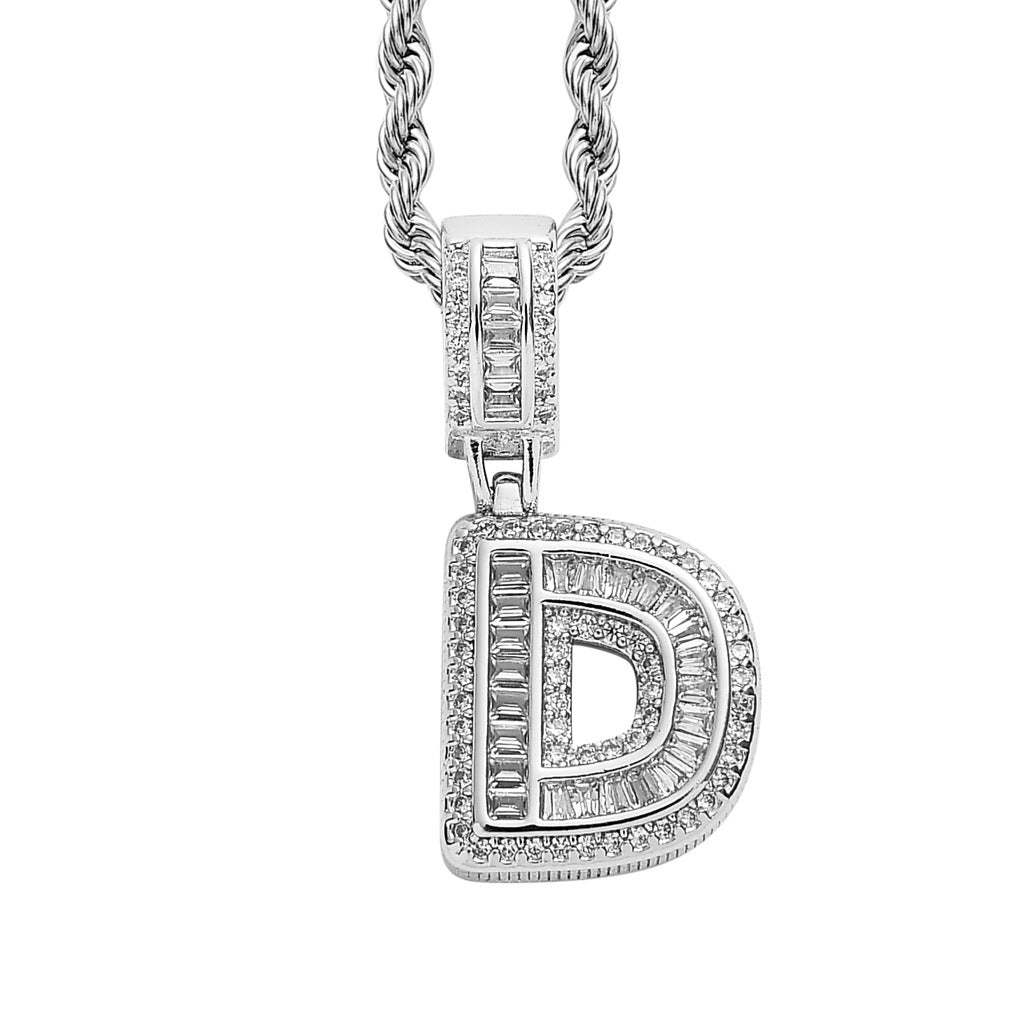 Square Alphabet Single Letter Pendant Necklace