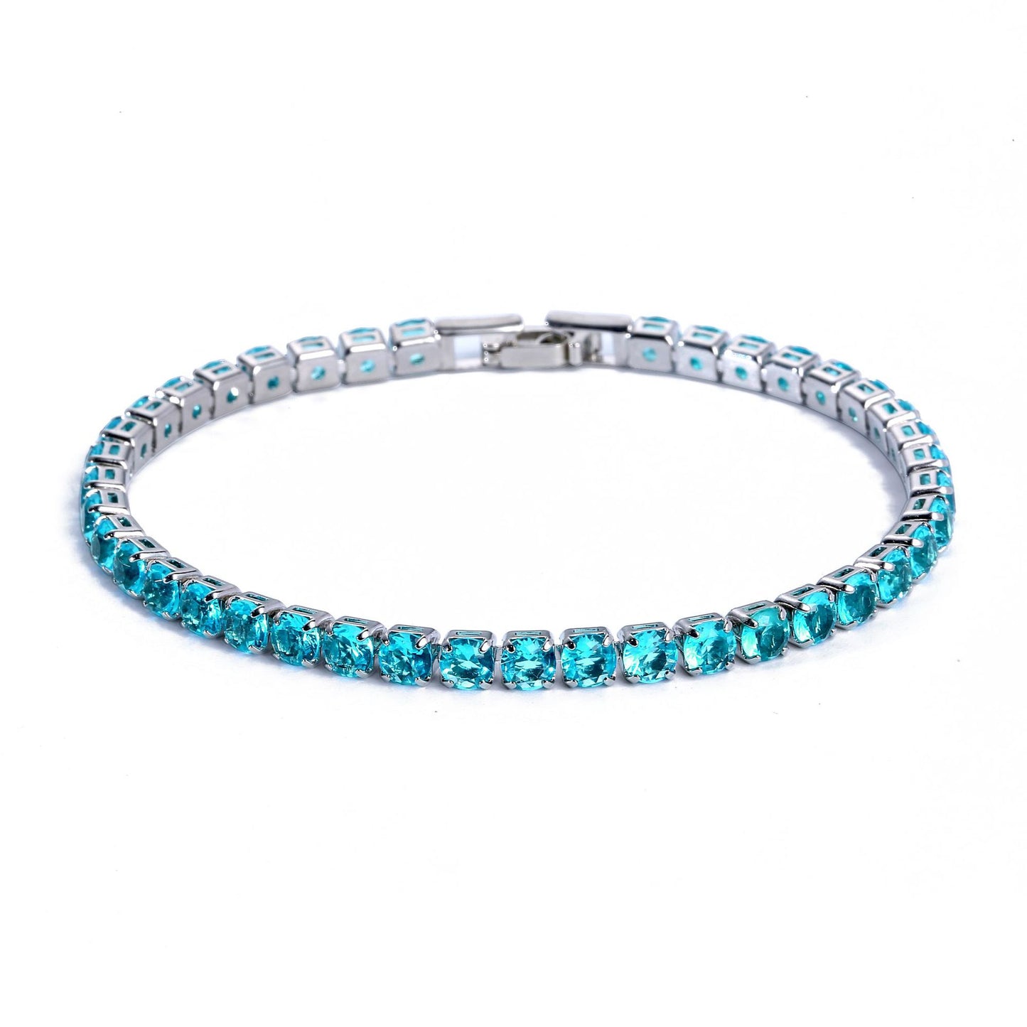 Platinum and White Room Blue Tennis Bracelet 19cm