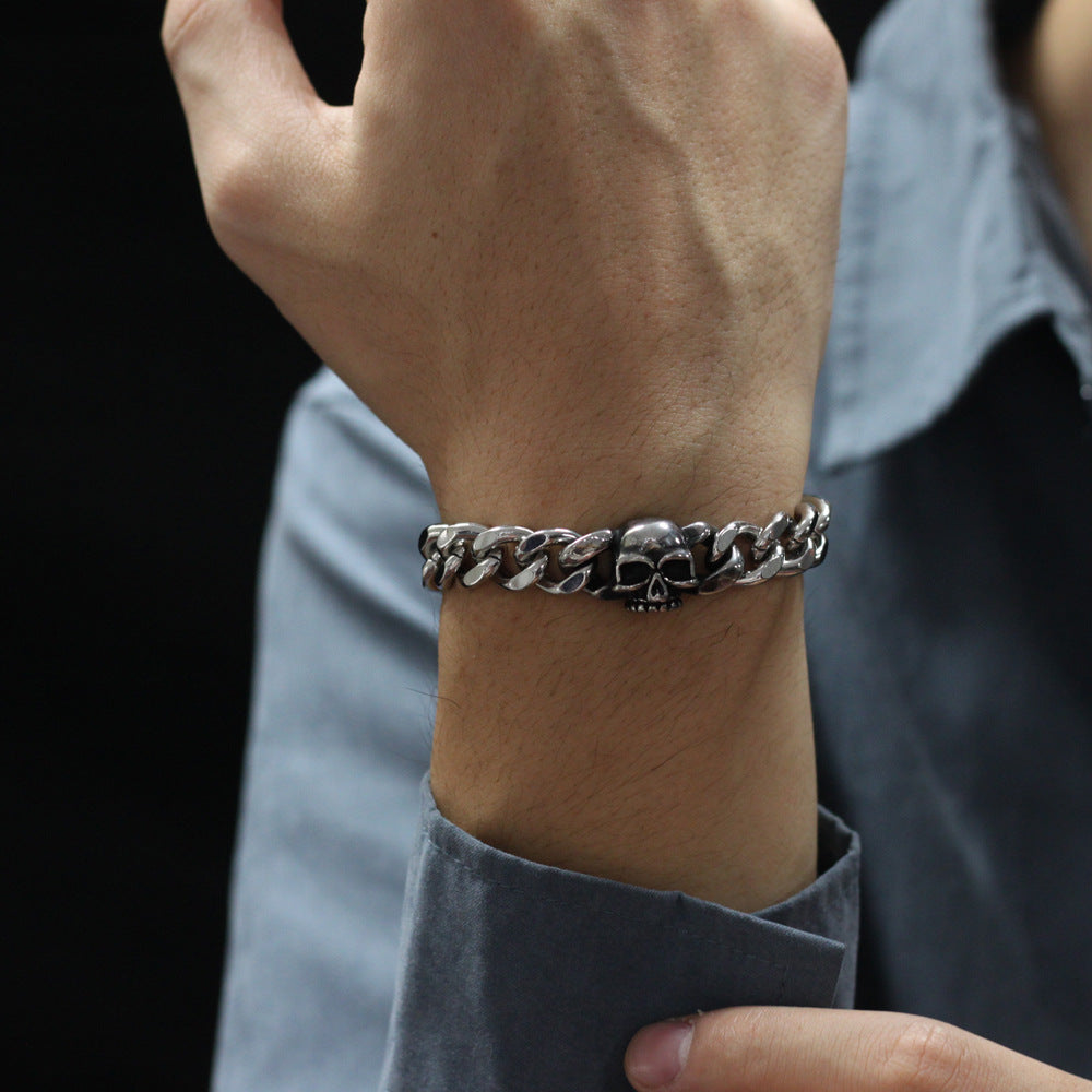 Titanium Skull Chain Cuban Bracelet