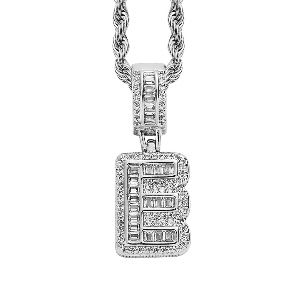 Square Alphabet Single Letter Pendant Necklace