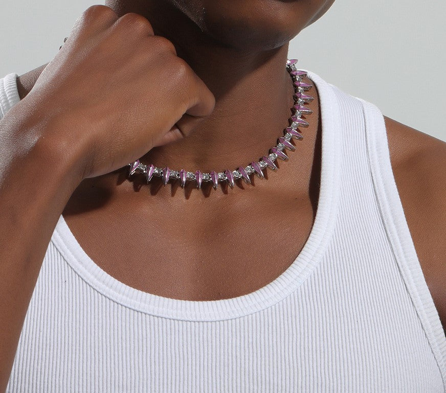 20in Silver Blue Dripping Tennis Chain